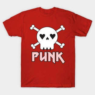 Pink Skull and Crossbones Skulls Skeleton Punk Pattern T-Shirt